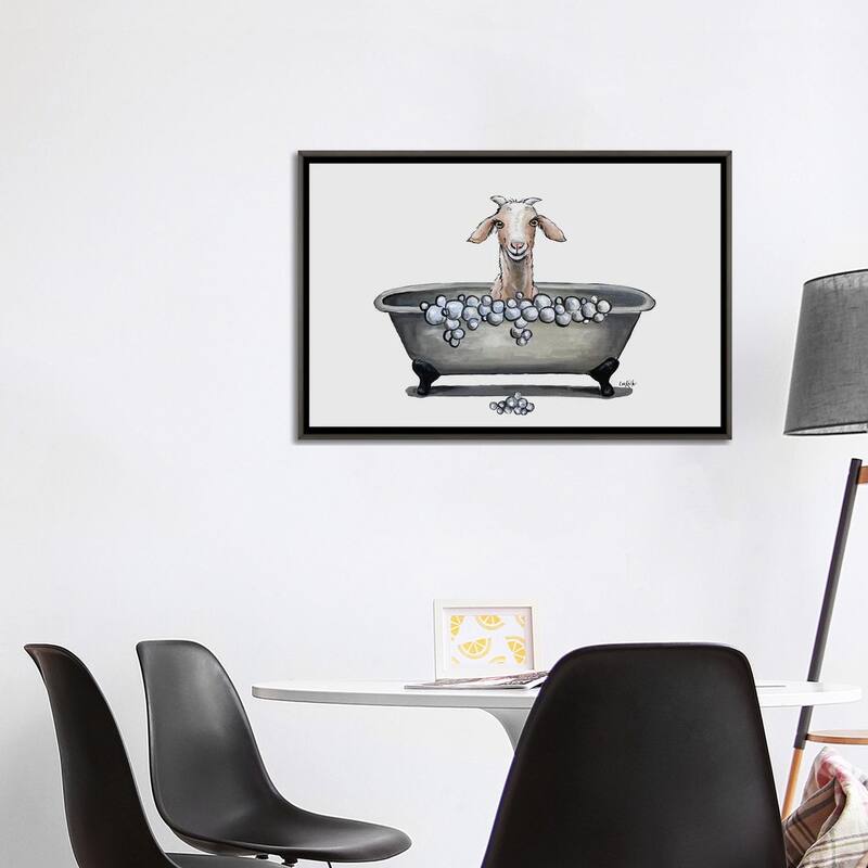 iCanvas "Goat In Bathtub, 'Shyla' The Goat Bathroom Art" by Hippie